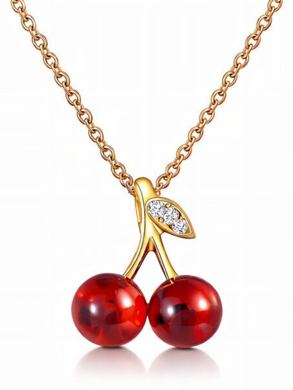"Cherry" Necklace, 18K Gold Plated Steel